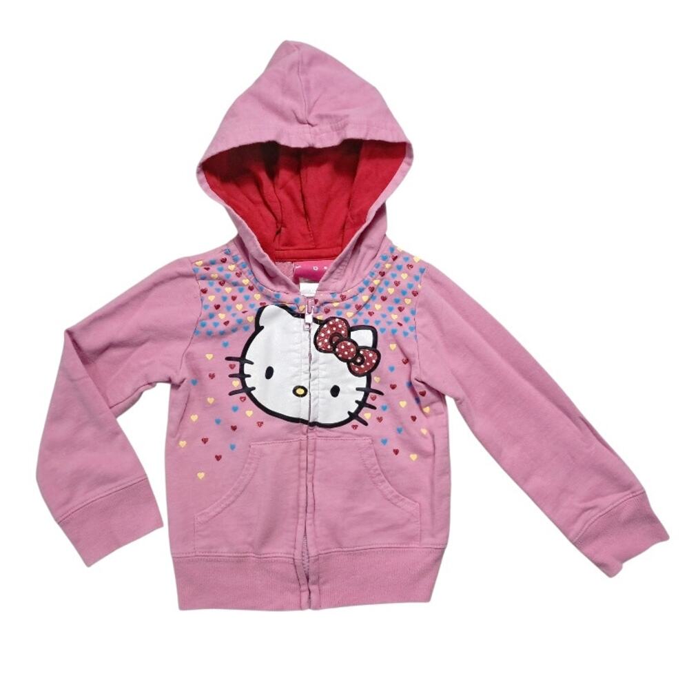 HELLO KITTY Zip Front Hoodie Jacket Size 3T Fun Pockets Sparkle Glitter